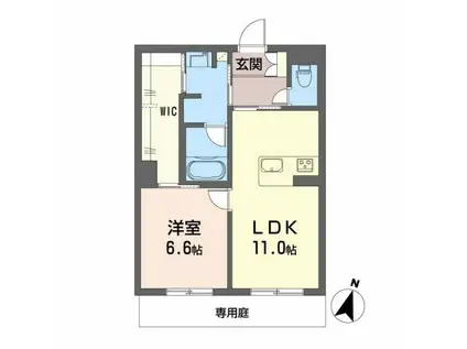 ソフィア健軍(1LDK/1階)の間取り写真