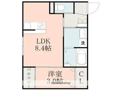 MAJOR光の森北(1LDK/2階)の間取り写真