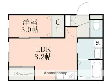 MAJOR光の森北(1LDK/2階)の間取り写真