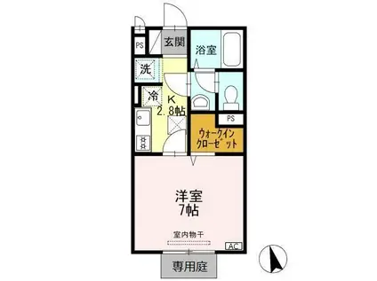 フォルトゥーナ(1K/1階)の間取り写真