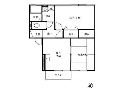 パインコート(2DK/1階)の間取り写真