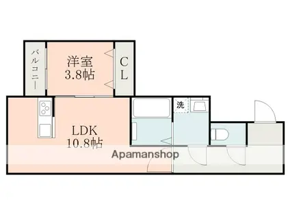 グレイスコート熊本学園大学東(1LDK/1階)の間取り写真