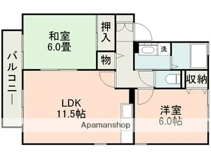グランメールE棟(2LDK/2階)の間取り写真