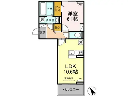 コンフィデンスS.S(1LDK/2階)の間取り写真