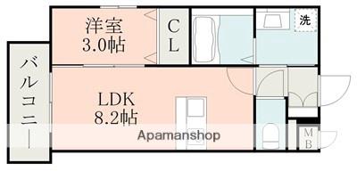 ラ・シック菊陽Ⅳ(1LDK/3階)の間取り写真