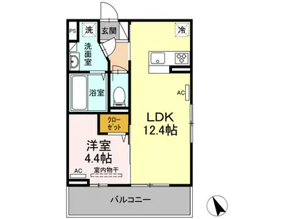 グレンディールIII(1LDK/2階)の間取り写真