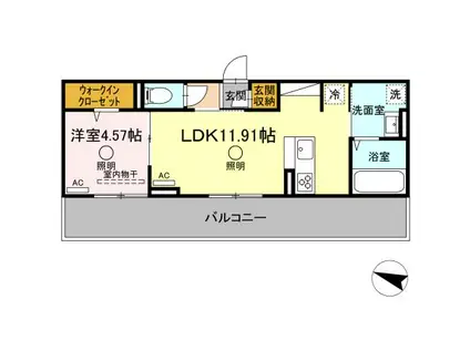ビブロスポンテII(1LDK/2階)の間取り写真