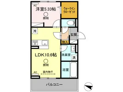 ビブロスポンテII(1LDK/2階)の間取り写真
