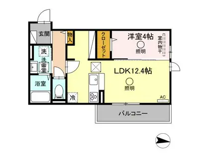 TSコート大津(1LDK/1階)の間取り写真
