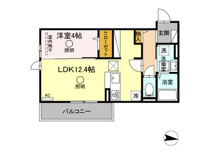 TSコート大津(1LDK/1階)の間取り写真
