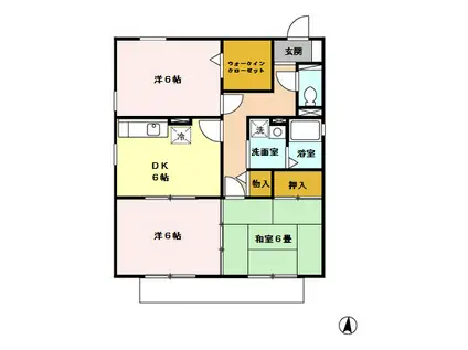 セジュール弓削(3DK/1階)の間取り写真