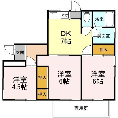 熊本県山鹿市 1階建 築42年(3DK)の間取り写真