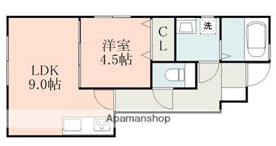 KⅡ A棟(1LDK/1階)の間取り写真