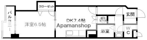 あさひビル(1DK/6階)の間取り写真