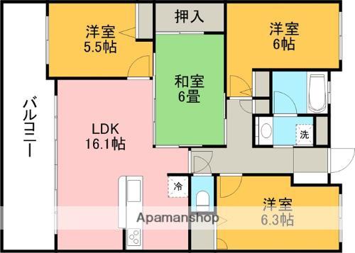 Dレスティア保田窪(4LDK/5階)の間取り写真