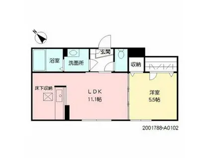 シャーメゾン桜川(1LDK/2階)の間取り写真