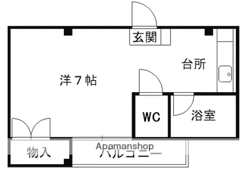 バーディーハイツ(ワンルーム/2階)の間取り写真