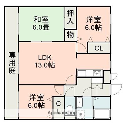 グリーンヒル西ノ上(3LDK/1階)の間取り写真