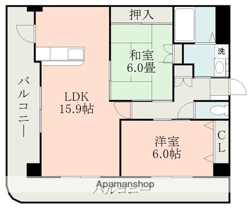 グランフィーネ新土河原(2LDK/6階)の間取り写真