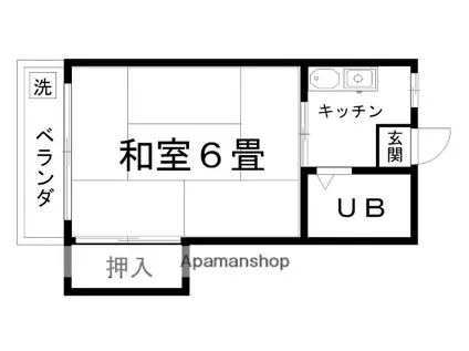 スカイハウス壺川(1K/1階)の間取り写真