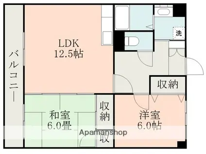 グランディール楠(2LDK/3階)の間取り写真