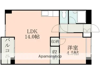 菊水マンション(1LDK/4階)の間取り写真