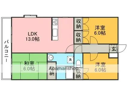 カーサ・フェリース(3LDK/2階)の間取り写真