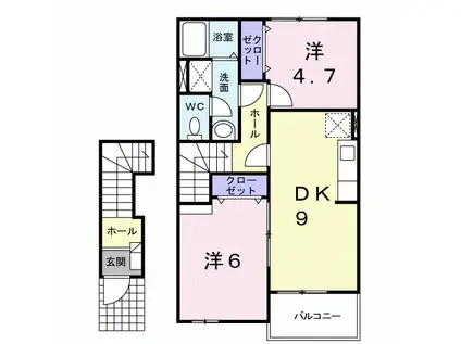 コート・サンモール(2DK/2階)の間取り写真