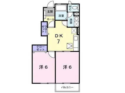アルバ北出口Ⅰ(2DK/1階)の間取り写真