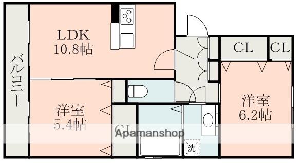クレセール武蔵ケ丘C棟(2LDK/1階)の間取り写真