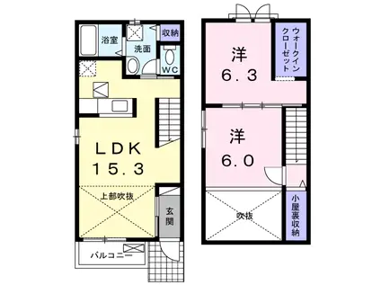 サン・コテージュD(2LDK/1階)の間取り写真