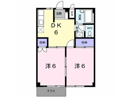 コーポあづまⅤ(2DK/1階)の間取り写真