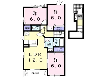 サン・フラワーK(3LDK/2階)の間取り写真