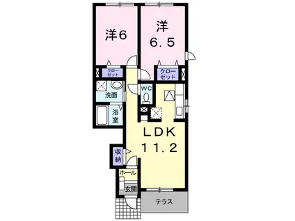 プロスペリテ壱番館(2LDK/1階)の間取り写真