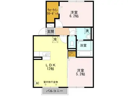 フェリーチェ(2LDK/2階)の間取り写真