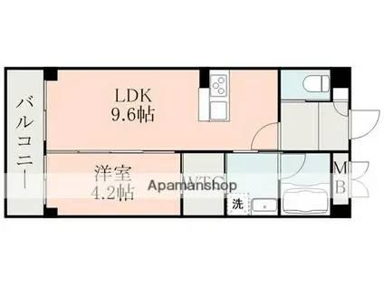 フラワーラブⅡ(1LDK/3階)の間取り写真