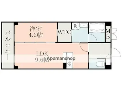 フラワーラブⅡ(1LDK/4階)の間取り写真