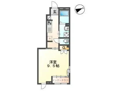 フロンティアエステートⅢ(1K/1階)の間取り写真