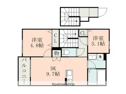 ルナエトワール25番館(2DK/2階)の間取り写真