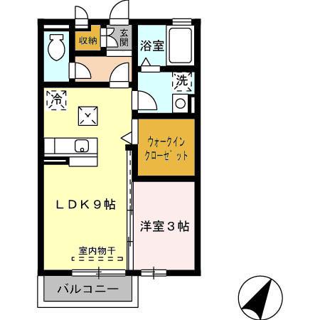 グランモア津久礼(1LDK/1階)の間取り写真