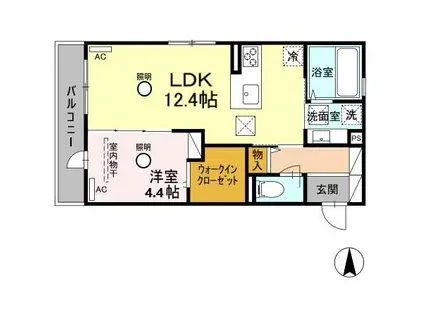 サニーヒルⅡ(1LDK/1階)の間取り写真