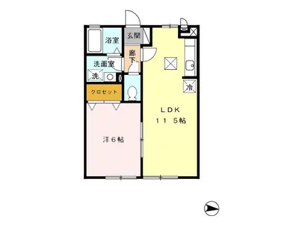 グランブルー(1LDK/1階)の間取り写真