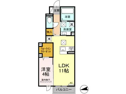 ラルジュガーデン西寺(1LDK/1階)の間取り写真