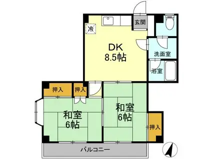 松本ビル(2DK/3階)の間取り写真