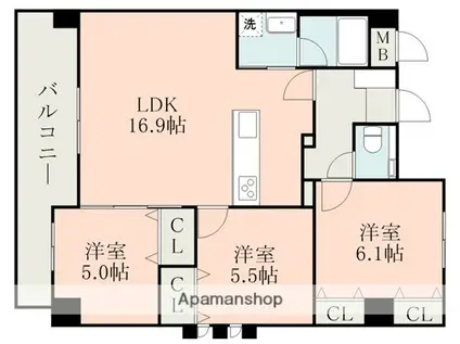大津331BLD(3LDK/10階)の間取り写真