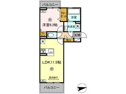 ピースフル(1LDK/3階)の間取り写真