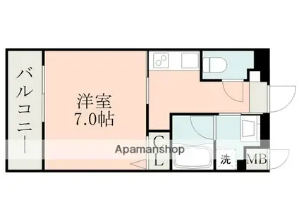 ラ・シック菊陽Ⅲ(1K/6階)の間取り写真