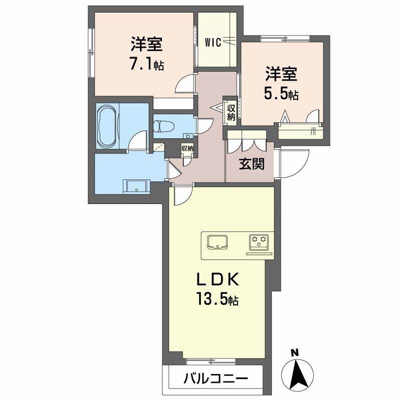 シャーメゾン ヤーティン(2LDK/4階)の間取り写真