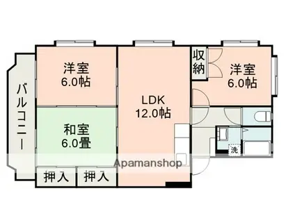 アグレアブル龍田(3LDK/3階)の間取り写真