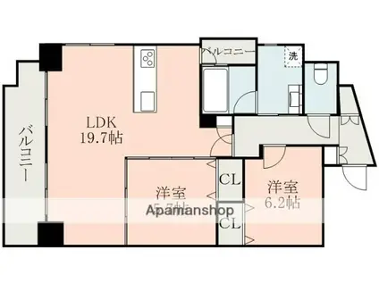 レジダンスプルミエ(2LDK/2階)の間取り写真